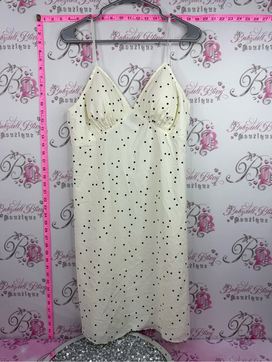 Simons Dresses & Skirts - Simons ICONE dress dotted Cream Slip Dress with Black Polka Dots